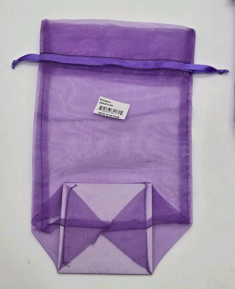 Bolsas de Regalo Cordón Fondo de Cartón 3.25x3x8" Púrpura Refuerzo Organza Lote 23 Foto 3 de 4