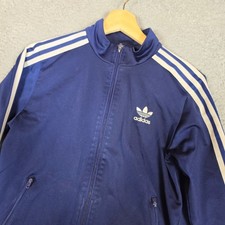 Adidas Track Jacket Boys Medium Navy Blue Good Trefoil Full Zip 3-Stripe