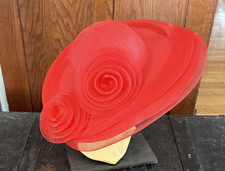 Wide Brim Red Kentucky Derby Style Women's Hat