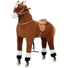 Qaba Kids Ride-on Walking Horse with Easy Rolling Wheels, Large Size, Brown