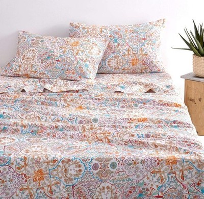 Wake In Cloud King Duvet Cover Set With Pillow Shams Boho Floral Pastel ish New