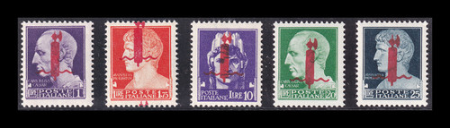 ITALY RSI 1944 - OVERPRINT EXCHANGE 5 VAL. MNH - 3 CERTIFICATES € 4,900