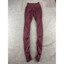 Alo Yoga High-Waist Goddess Leggings Heathered Burgundy Rib Leg Yoga Pants XS 