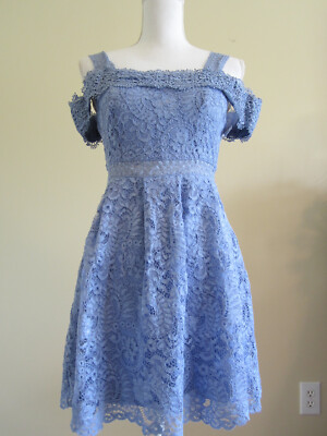 New Francescas Lace Off The Shoulder Dress Periwinkle Lined Size Small 