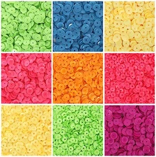 LOOSE CUP SEQUINS - NEON SHADES - 4MM & 6MM - 6 COLORS - 720/PACK - THREADART
