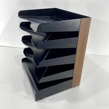VTG Vertiflex Industrial Metal Wood Grain 5 Slot Desk Organizer File Sort Office