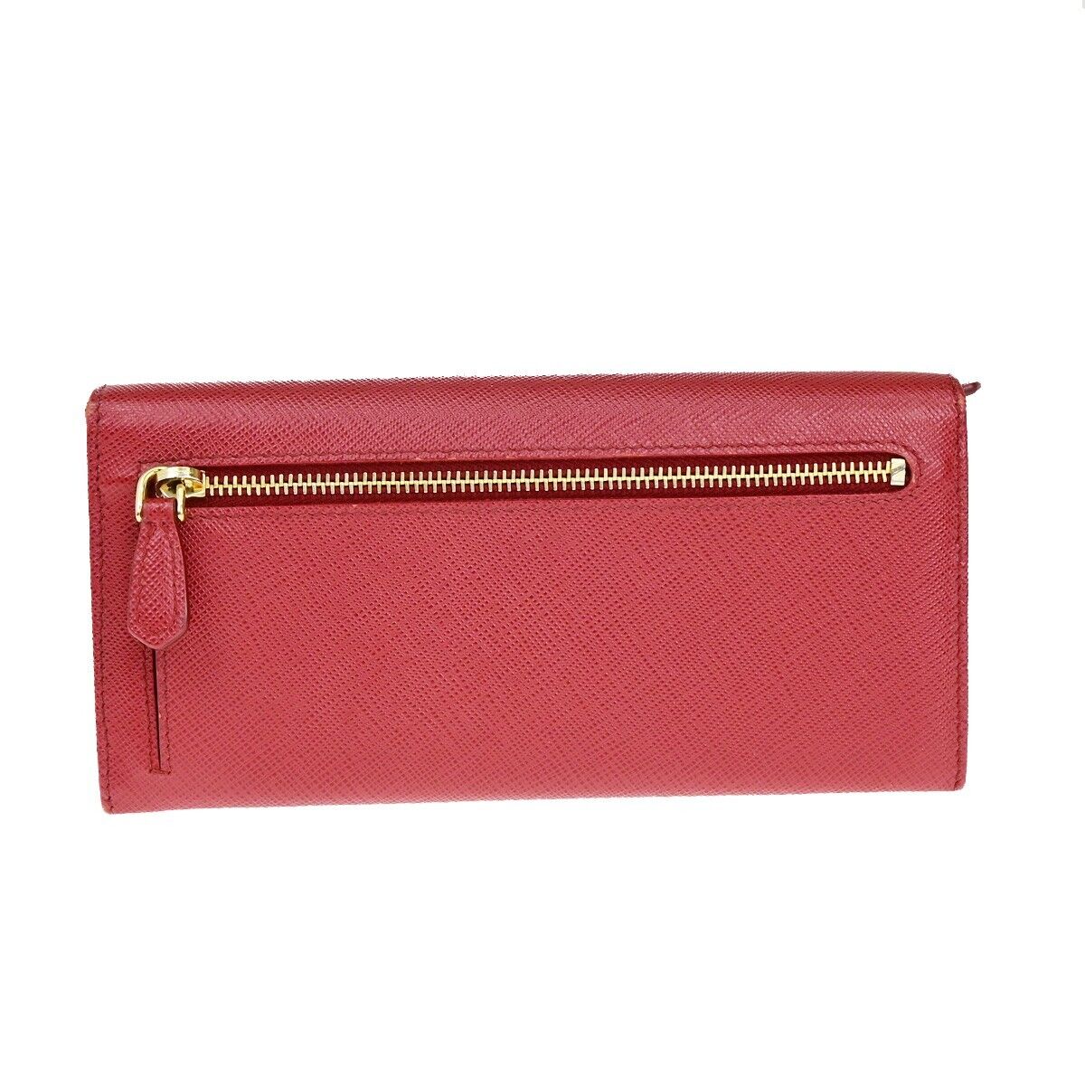 PRADA Logo Bifold Long Zipper Bifold Wallet Saffiano Leather PRADA Logo Bifold Long Zipper Bifold Wallet Saffiano Leather