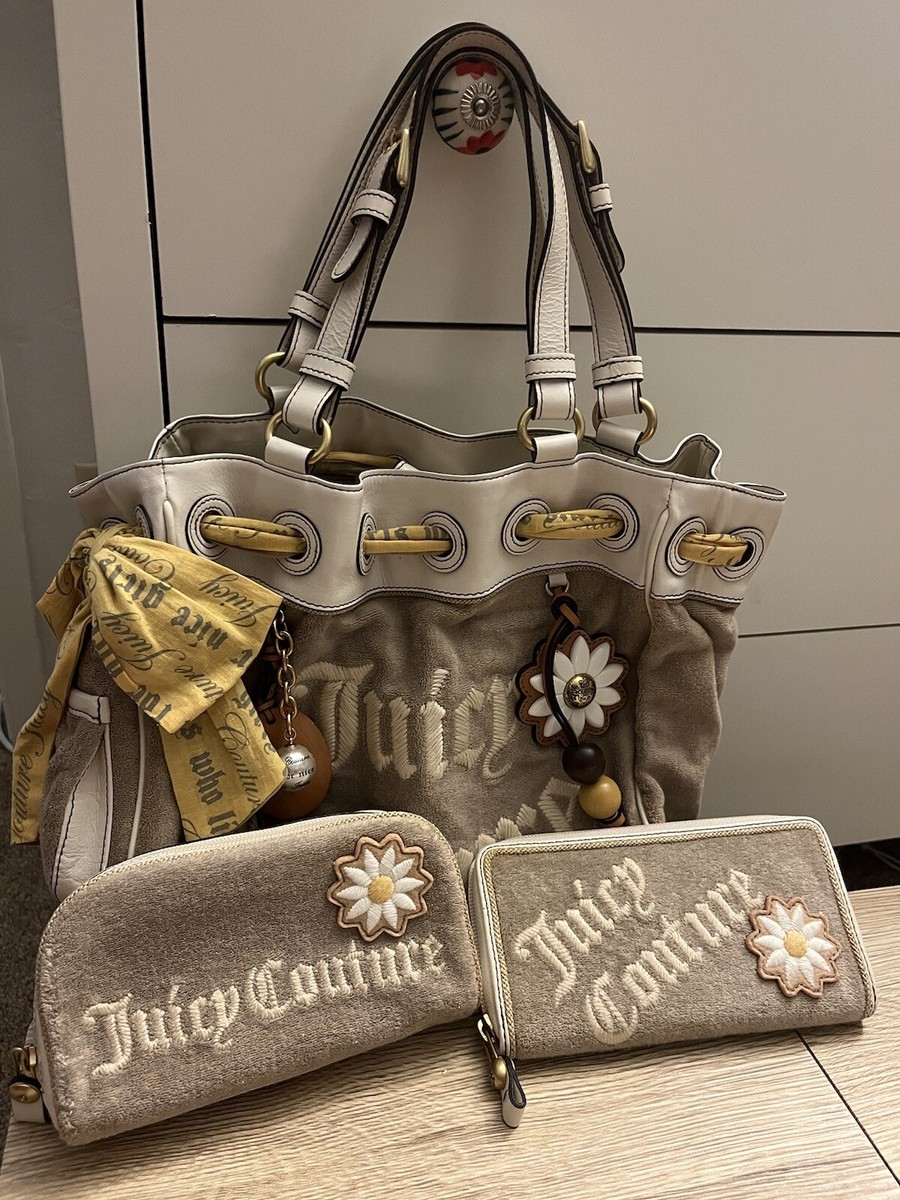 JUICY COUTURE Daisy Terry Cotton Tote Handbag Wallet Cosmetic 
