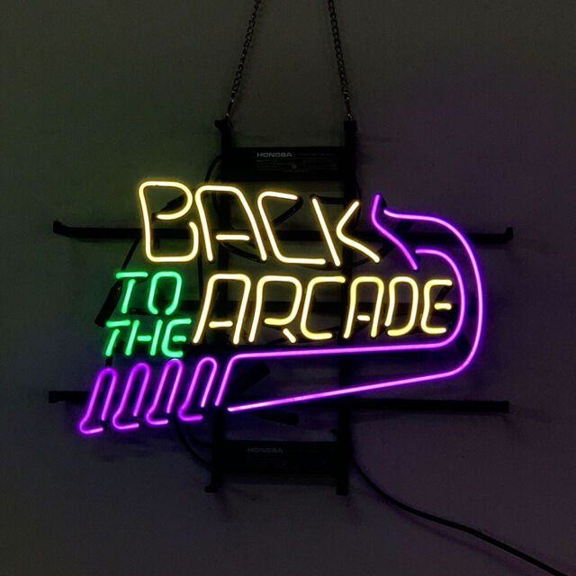 Back to the Arcade Neon Sign Light Handmade Visual Artwork Wall Hanging 17"x14