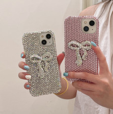 Women/Girl Glitter Full Bling Sparkle Bowknot Cute Rubber Soft Back Phone Case