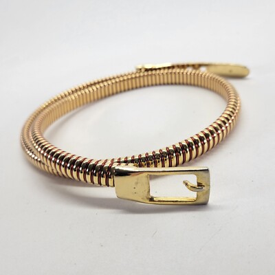 Stretch Metal Belt 30 Waist Spring Copper Gold Tone Skinny  display picture 3