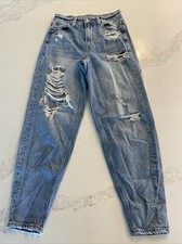 American Eagle 90s Jeans Womens 0 Mom Jean Retro Distressed Denim Light Wash