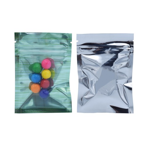 Bolsas de bloqueo de sello de cremallera de almacenamiento de lámina de Mylar diseño verde ventana transparente 100/500/1000 - Imagen 2 de 7