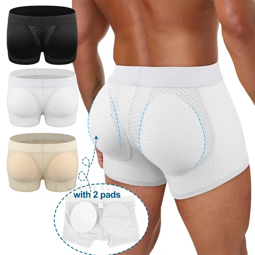Herren Gepolsterte Unterwäsche Slips Boxershorts Big Butt Booster Hüftverstärker mit 2 Pads USA - Bild 1 von 22