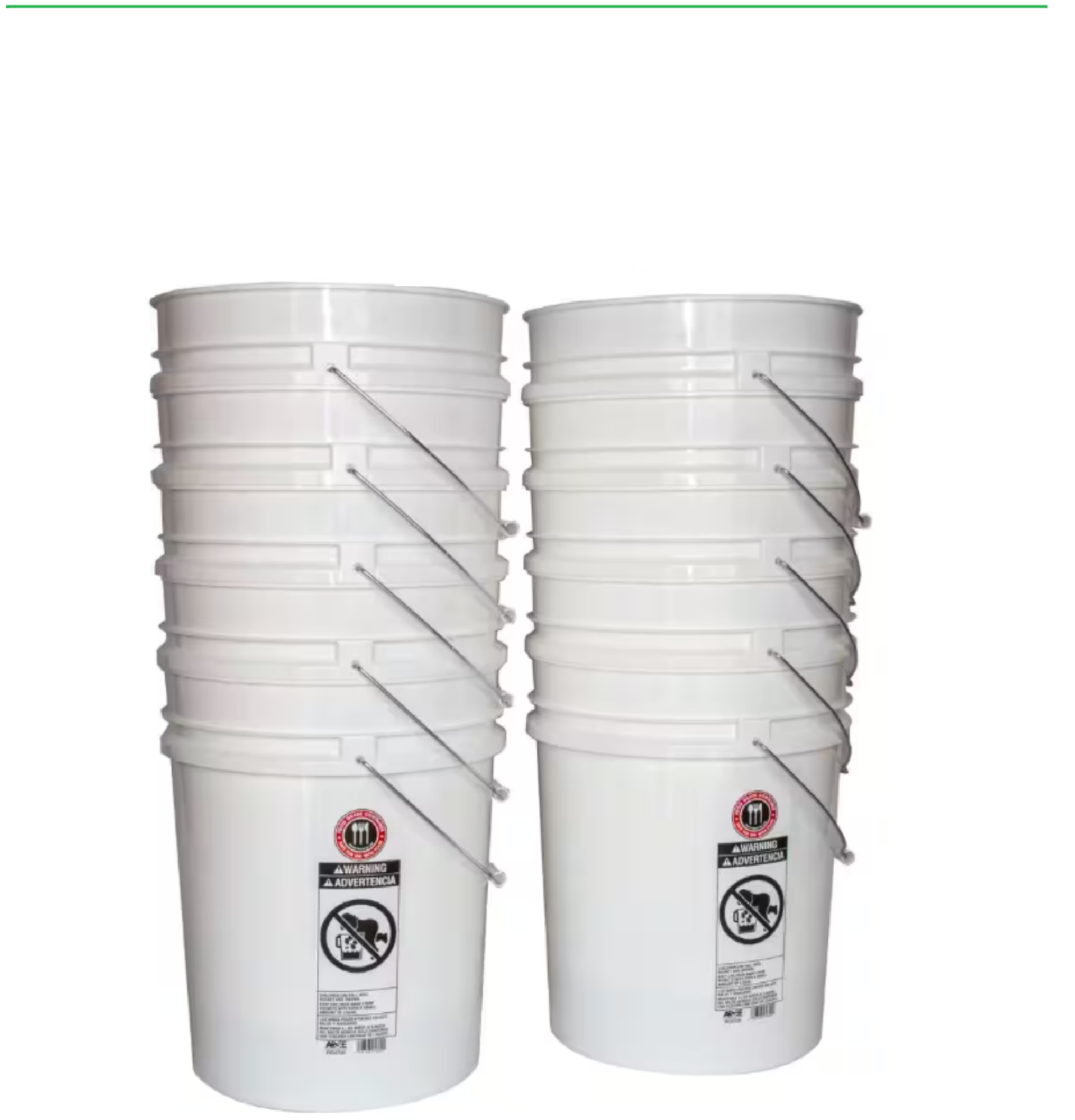 5 Gallon Plastic Bucket Heavy Duty White Paint Pail Storage Buckets 10-Pack