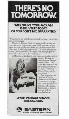 1979 Eastern Airlines Sprint Small Package Service Vintage Print Advertisement