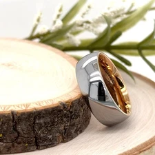 8mm Silver Rose Gold Tungsten Wedding Ring High Polished Edges Scratch Free Band