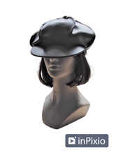 Mens 70s Apple Hat, Brown Vinyl, by Elope, elastic back Hat 16