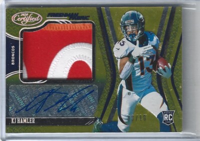KJ HAMLER 2020 CERTIFIED GOLD ROOKIE PATCH AUTOGRAPH AUTO #3/10 BRONCOS!!