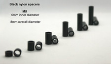 Nylon Spacers Black Standoff Washers Cylindrical. M5 x 5, 10, 15, 20, 25 or 30mm
