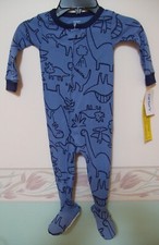 Boys Carter's Blue Dinosaur Snug Fitting Footed Sleeper Pajamas Sz 12M, 18M, 24M
