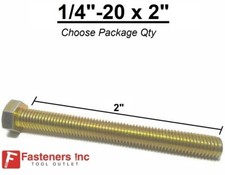 1/4"-20 x 2" FT Hex Tap Bolt Yellow Zinc Plated Grade 8 Cap Screw FULL THREAD