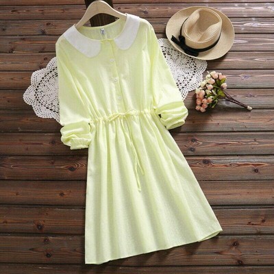 Sweet Cute Mori Girl Long Sleeve Doll Neck Shirt JK Dress Lolita Japanese New