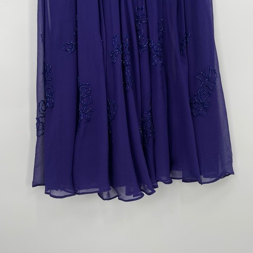 Carmen Marc Valvo Royal Blue Fully Beaded Mermaid Style Cotton Silk Gown XS - Picture 11 of 11