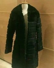 Real Rabbit Fur Coat BLACK SMALL WOMENS SMALL