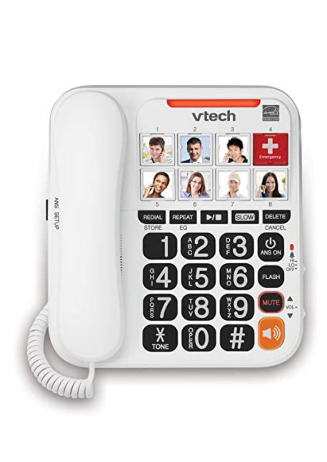 VTech SN1127 Corded Digital Answering System With 8-Photo Speed Dial, Seniors