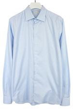 SUITSUPPLY Try On Slim Fit Formal Shirt Men's 45L / 17 3/4L Blue Button Spread