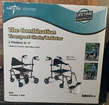 MEDLINE THE COMBINATION TRANSPORT CHAIR / ROLLATOR - RED