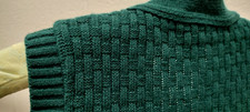 60s Vest Knit Green Cardigan Pockets Buttons UNISEX MOD MADEMOISELLE
