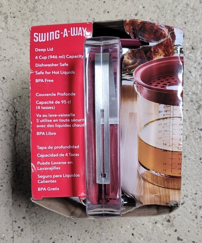 Swing-A-Way 4-Cup Easy Release Fat/Gravy Grease Separator, Red BPA Free Drip NEW - Image 2 of 4