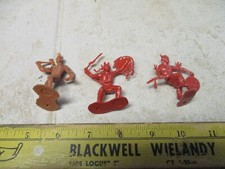 VTG Lot Marx 54mm 1/32 Red Dancing Indians Plastic Figures Toy Soldiers