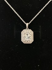 NEW *ZALES* Jewelers Sterling Silver Lab Created White Sapphire Necklace 18in