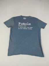 Crazy Dog T Shirt Men's XL Blue White Print Short Sleeve Funcle Definition