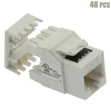 48x Cat6 RJ45 Ethernet LAN Network Keystone Jack 180 Degree 110 Punch Down White