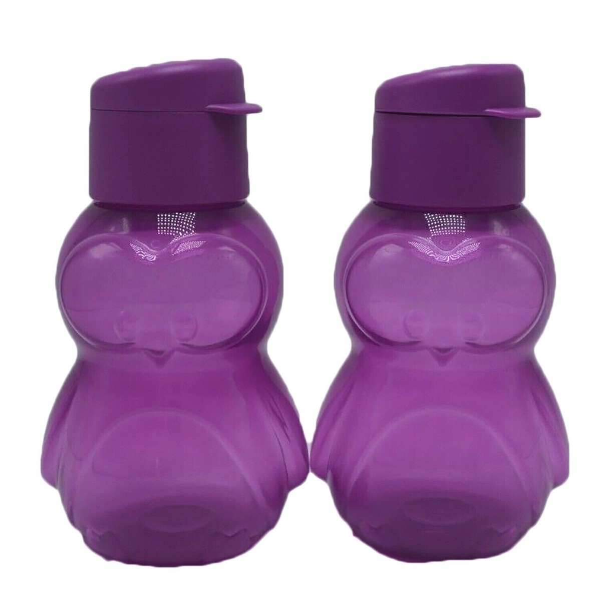 Tupperware Kids 12 oz Eco Water Bottles Purple Penguins Set of