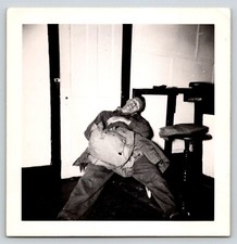 Vintage Photo - Unidentified Military Soldier Sleeping in Uniform - WW2 Paratro