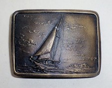 Sailboat Belt Buckle - Indiana Metal Craft - Vintage 1978 Collectible