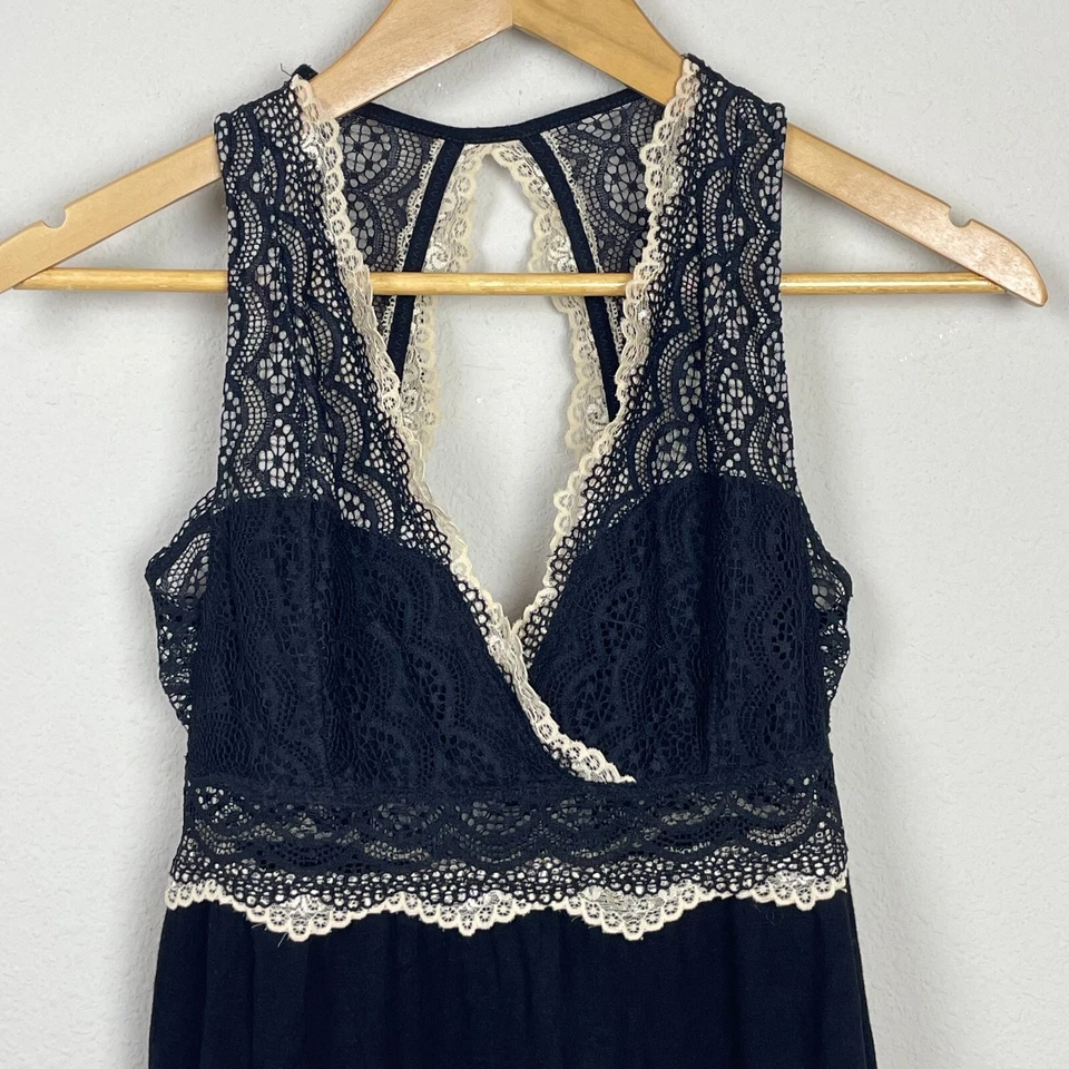 Prendas para dormir Tahari Babydoll de encaje talla XS Festival Whimsigoth negro beige peplum Foto 2 de 4