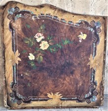 ANTICA  PEDIERA DI LETTO EPOCA TARDO 800 CON DECORI IN MADREPERLA E SMALTI