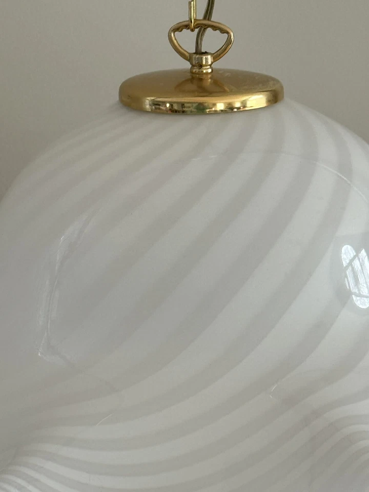 Итальянская потолочная люстра MURANO из белого полосатого стекла с подвеской 23 дюйма Италия - Изображение 4 из 4