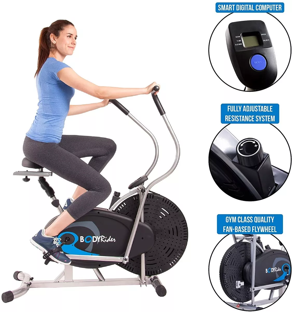 Body Rider Body Flex Sports Upright Exercise Fan Bike: Indoor Stationary  Bike