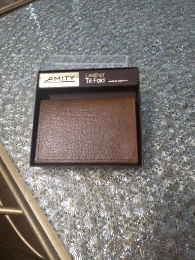 Vintage American Leather Men's Amity Tri Fold Billfold Brown Leather Wallet New 