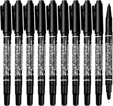 Black Dual Tip Brush Pens 10 Set Double Sided Felt Tip Art Drawing Markers