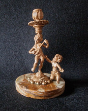 Antico candelabro scultura bronzo ottone portacandela soprammobile primi ‘900