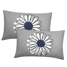 Pillow Covers 12x20 Set of 2 Spring 20" x 12" Pack of 2 Navy Blue White Daisy