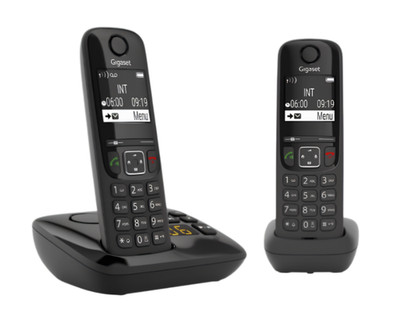 Gigaset AS690A Duo DECT Schnurlostelefon mit Anrufbeantworter Schwarz 2 Mobiltei